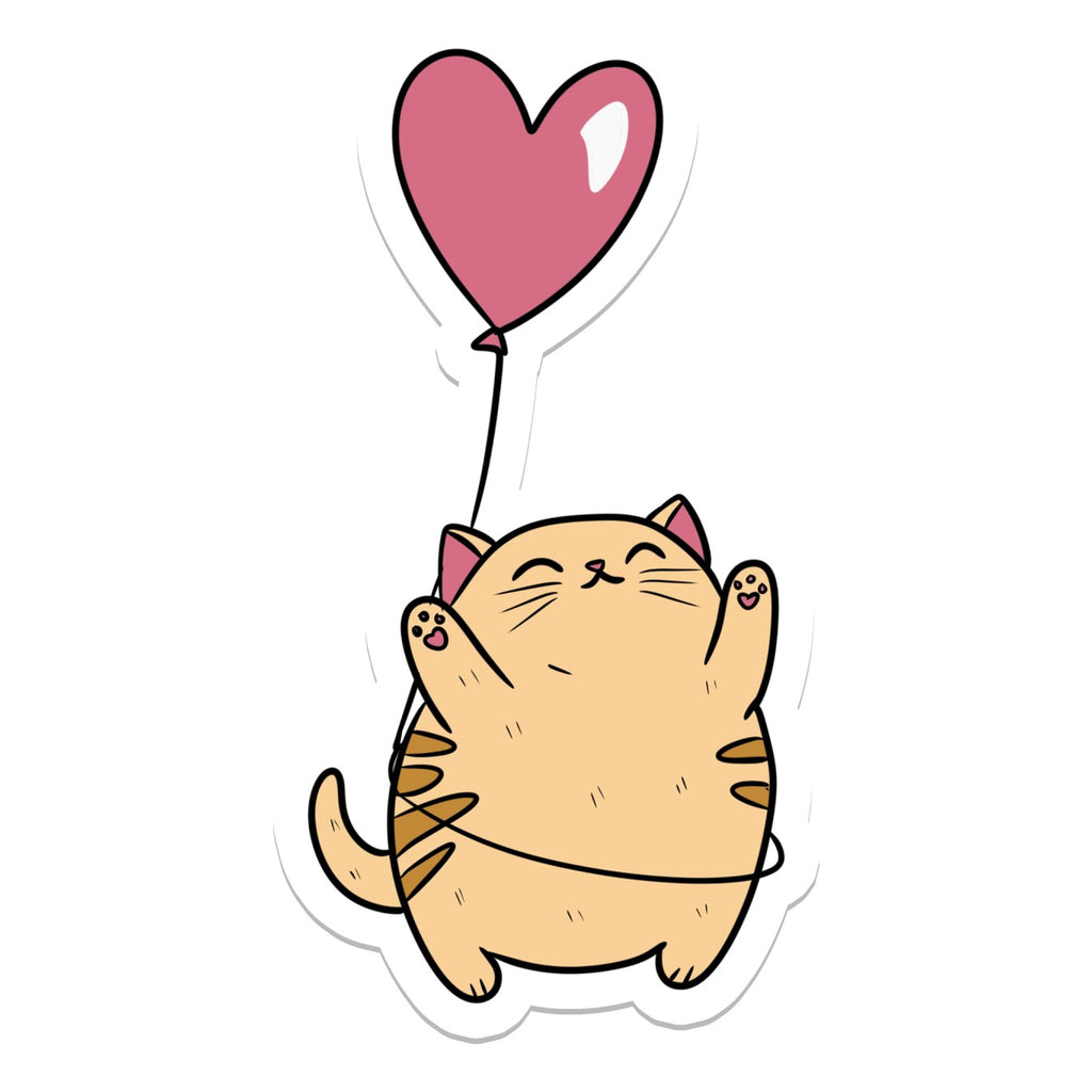 Heart Balloon Cat Sticker.