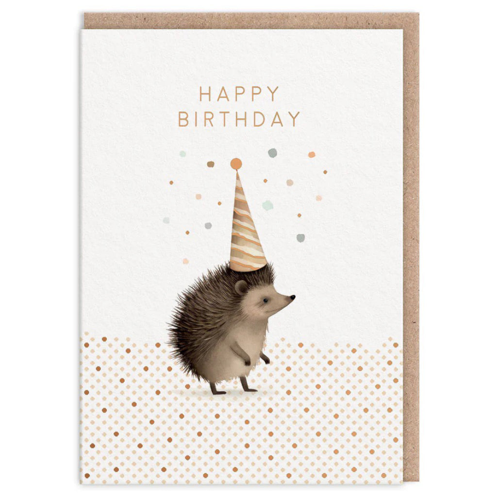 Hedgehog In Party Hat Birthday Card.