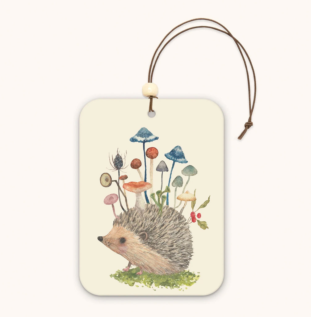 Hedgehog With Mushrooms Car Air Freshener.