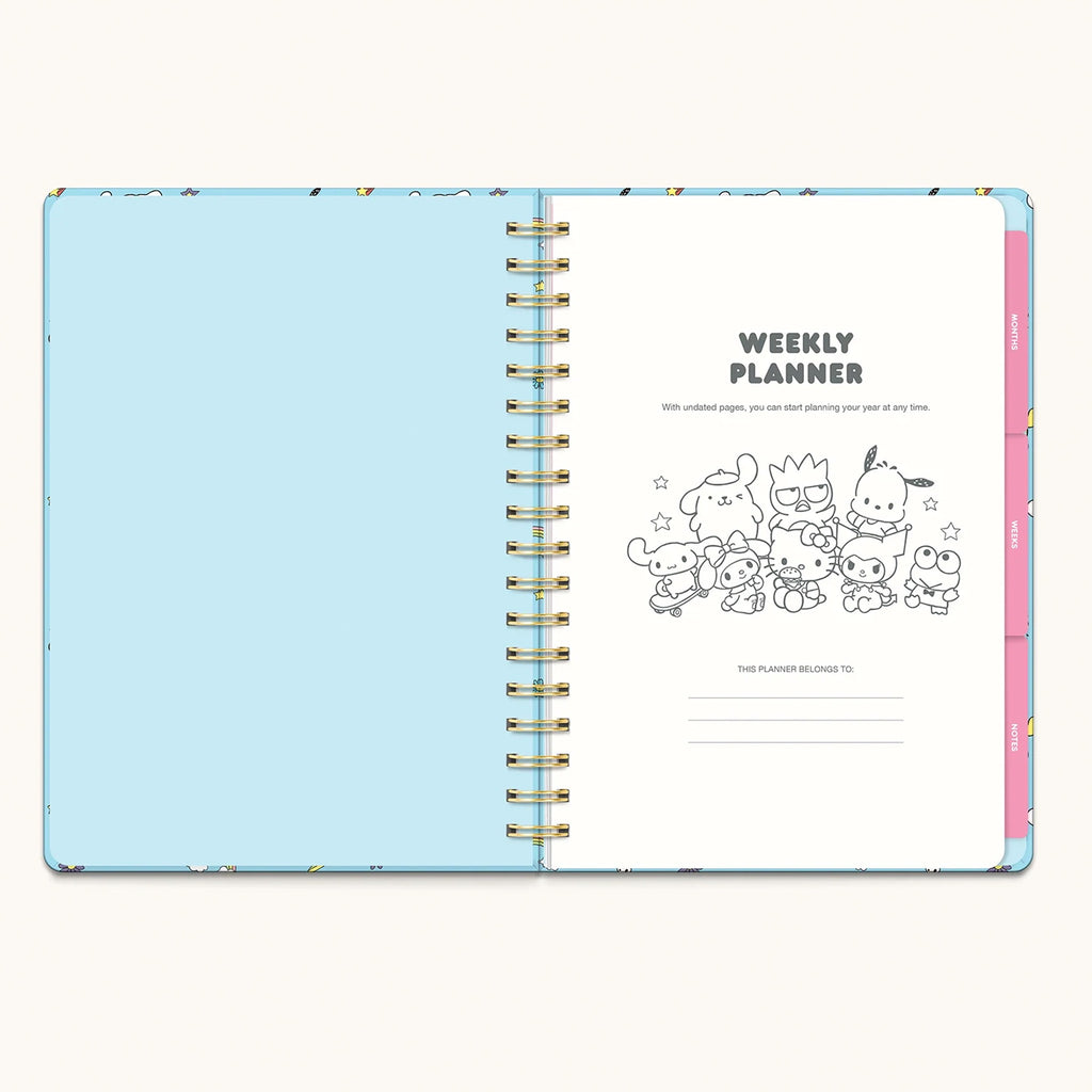Hello Kitty And Friends Blue Undated Planner spread 1.