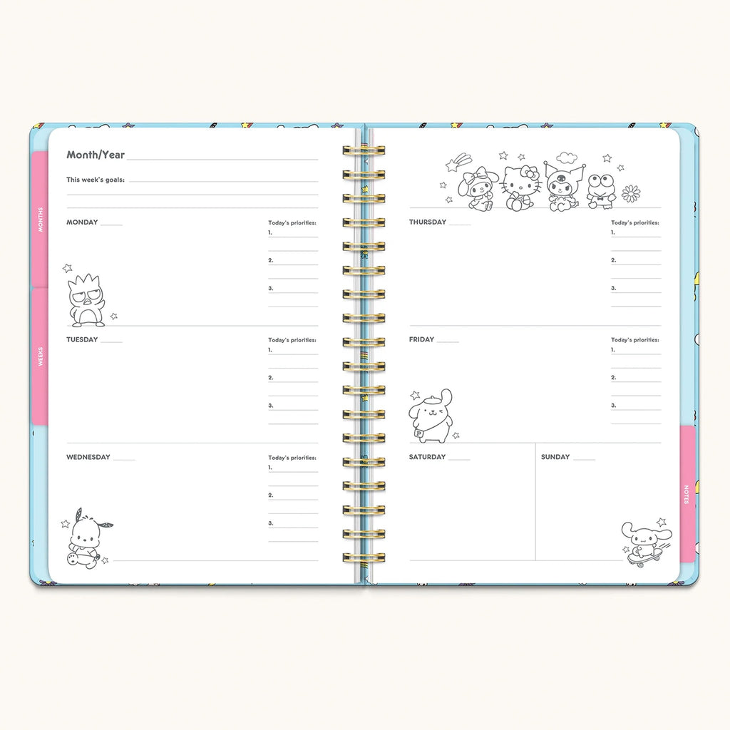 Hello Kitty And Friends Blue Undated Planner spread 2.