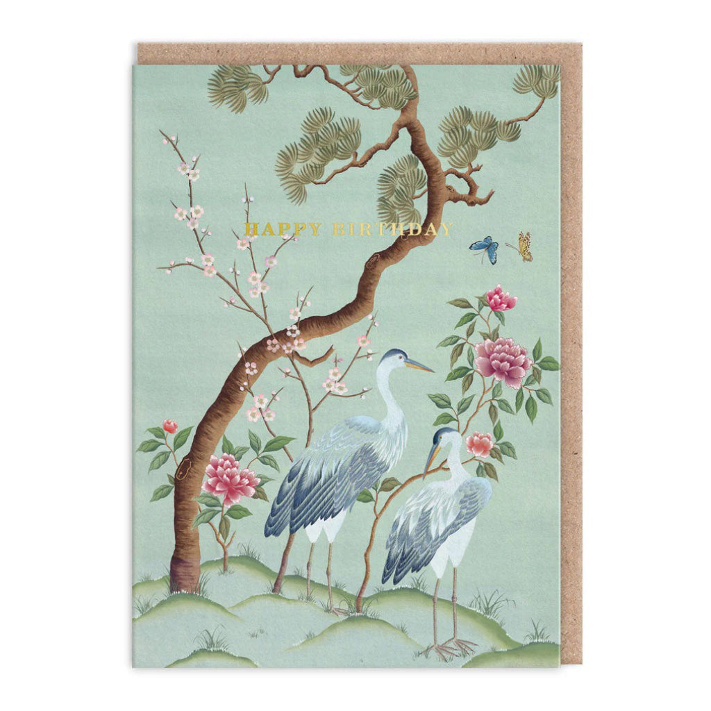 Heron Landscape Birthday Card.