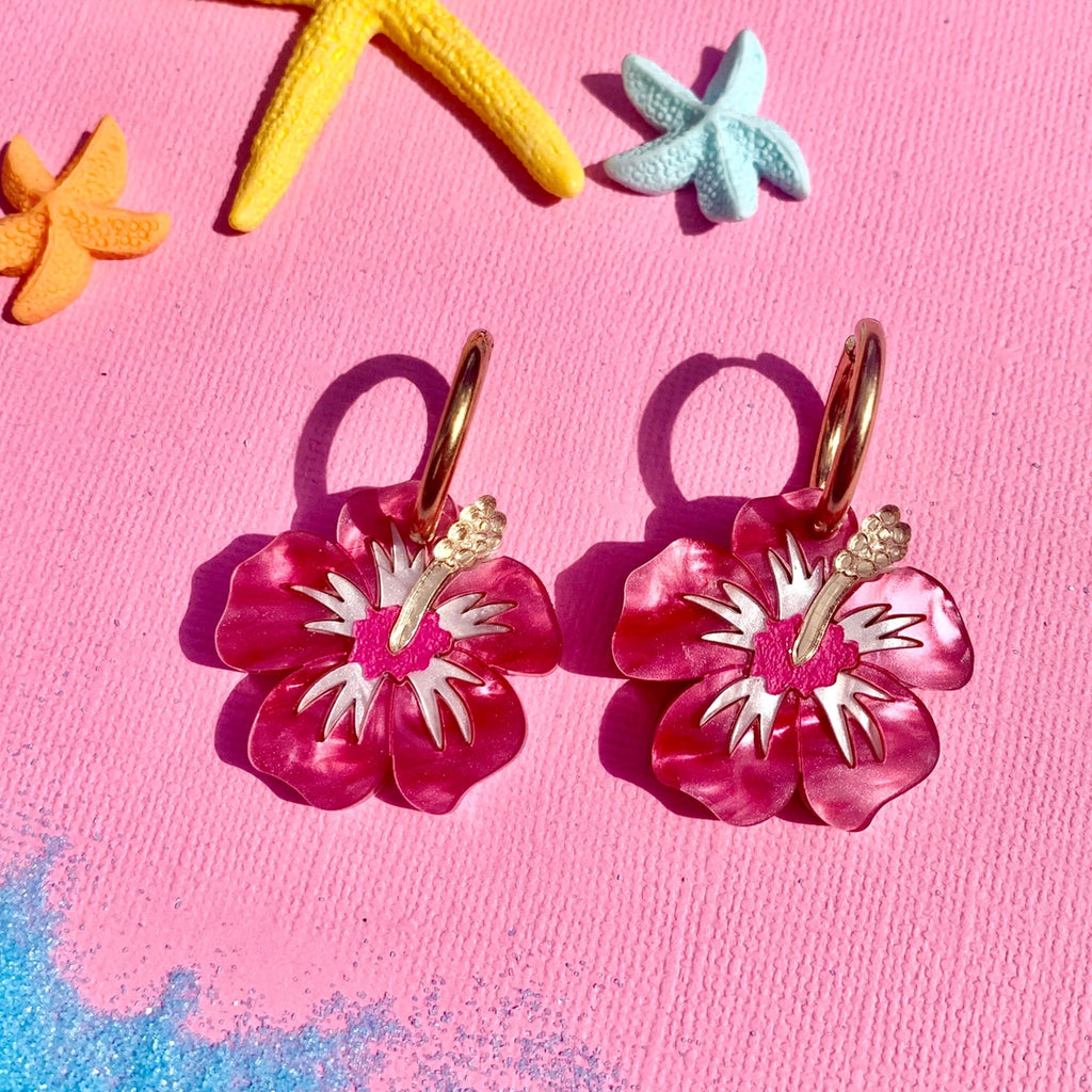 Hibiscus Flower Earrings.