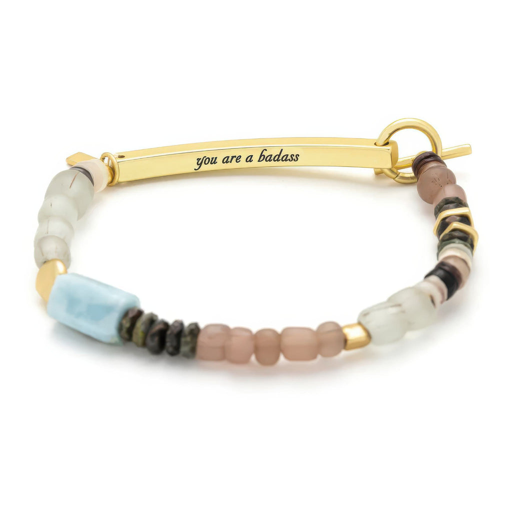 Hidden Message Bracelet Badass with metal tag.