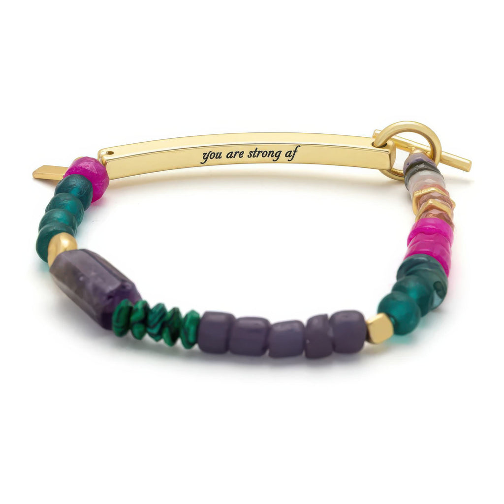 Hidden Message Bracelet Strong AF with metal tag.