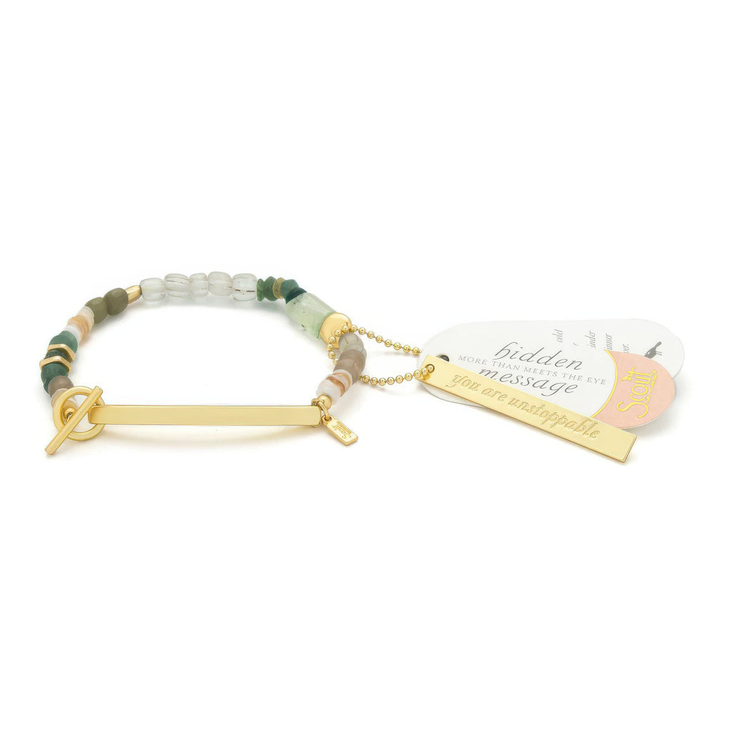 Hidden Message Bracelet Unstoppable with tag.