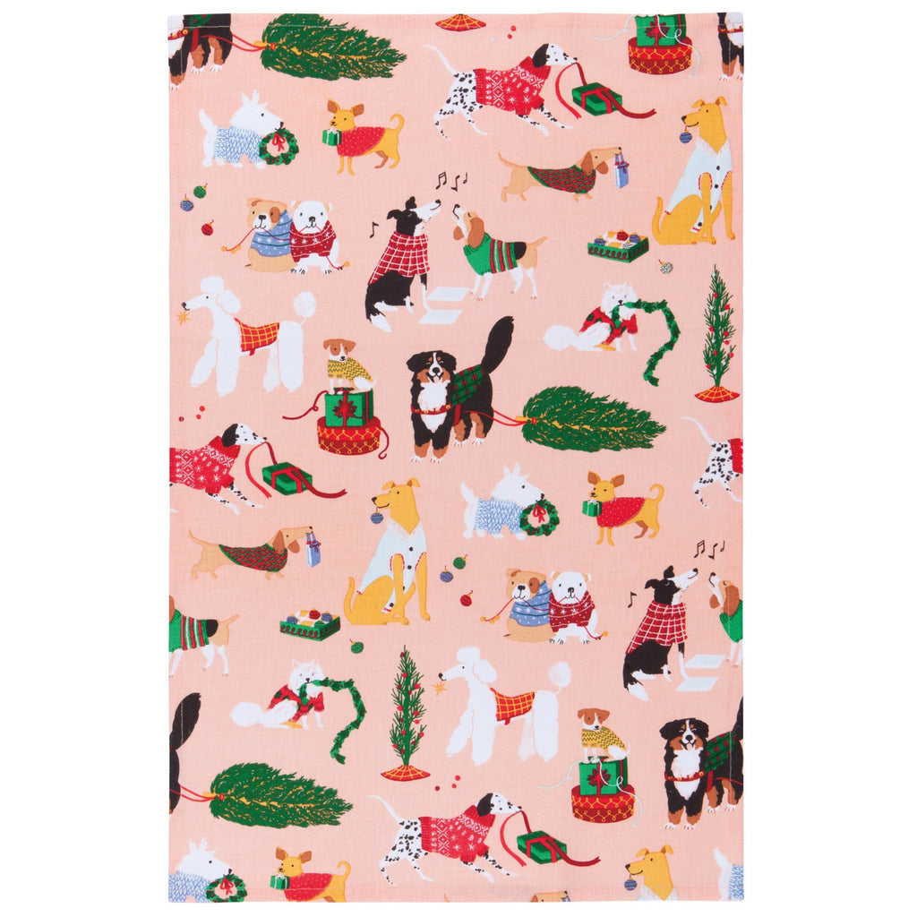 Holiday Hounds Cotton Dishtowel.