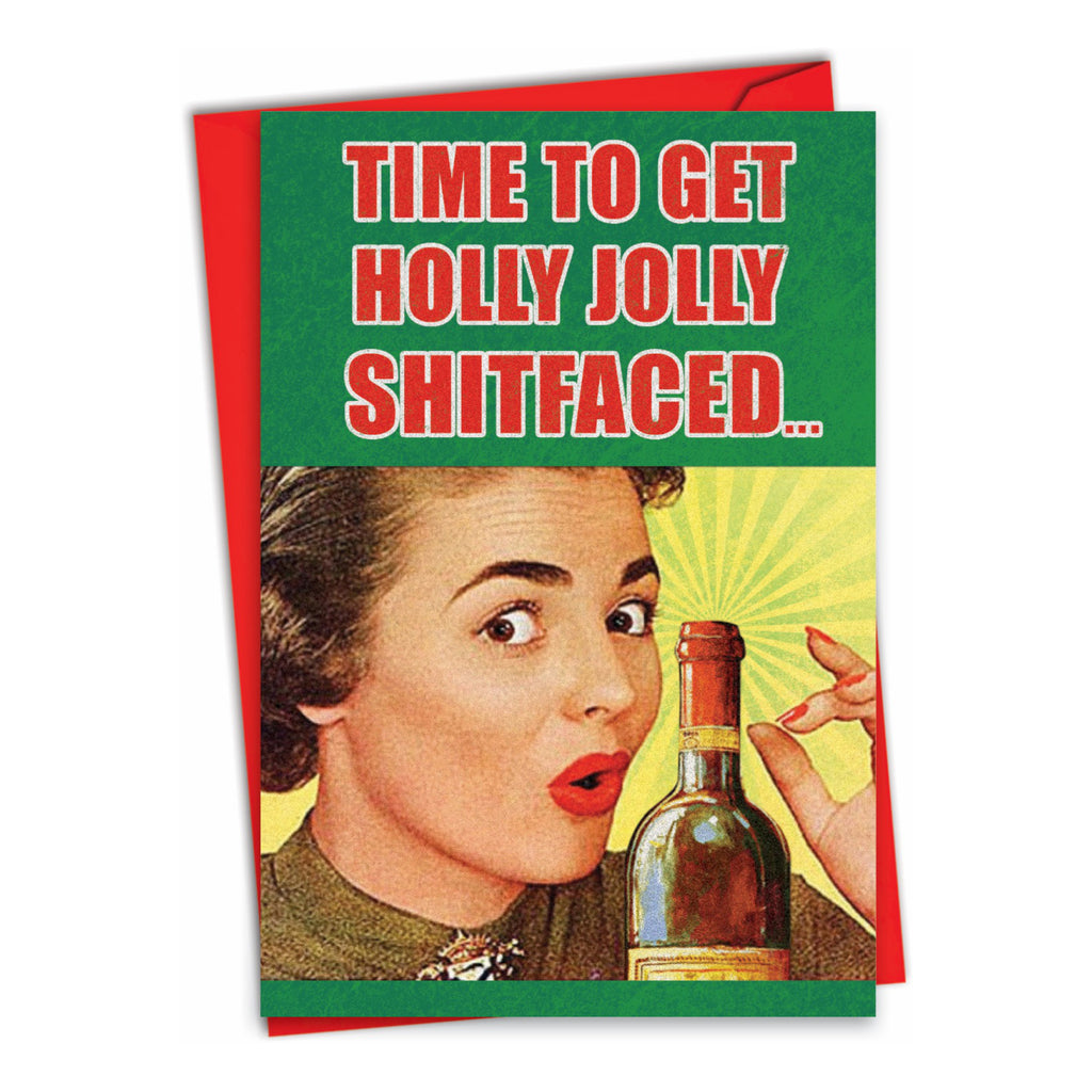 Holly Jolly Shitfaced Christmas Card.