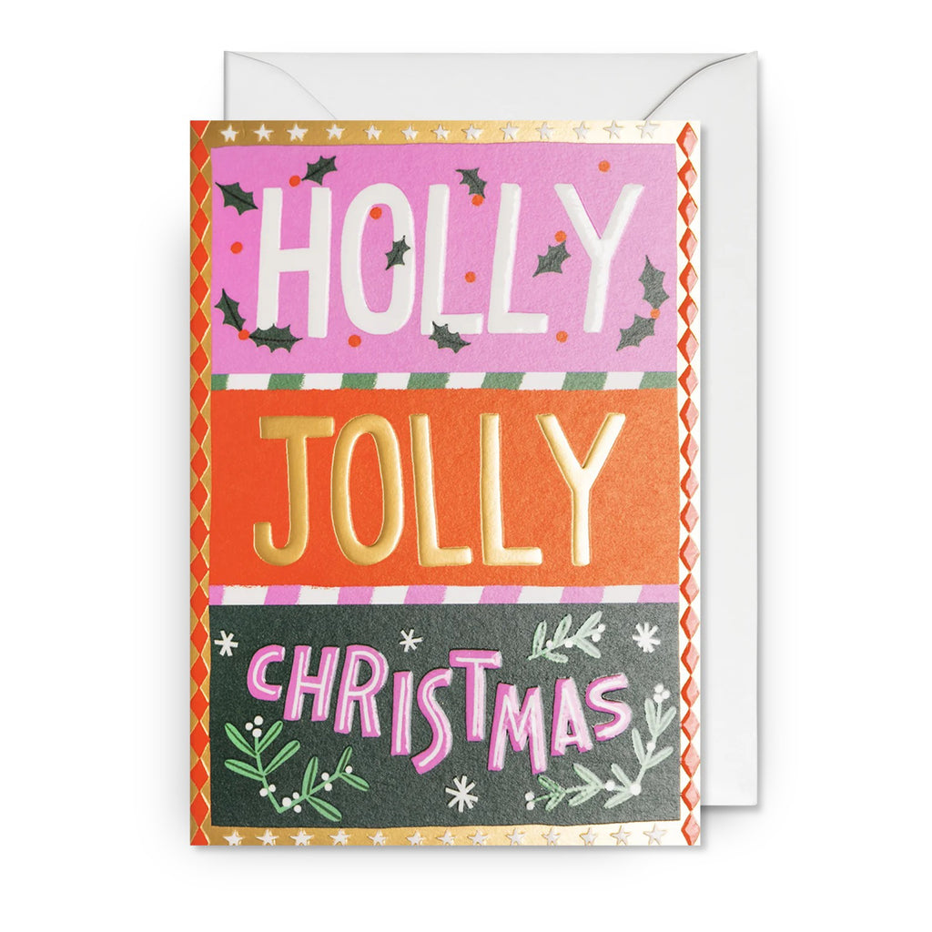 Holly Jolly Typographic Christmas Card.