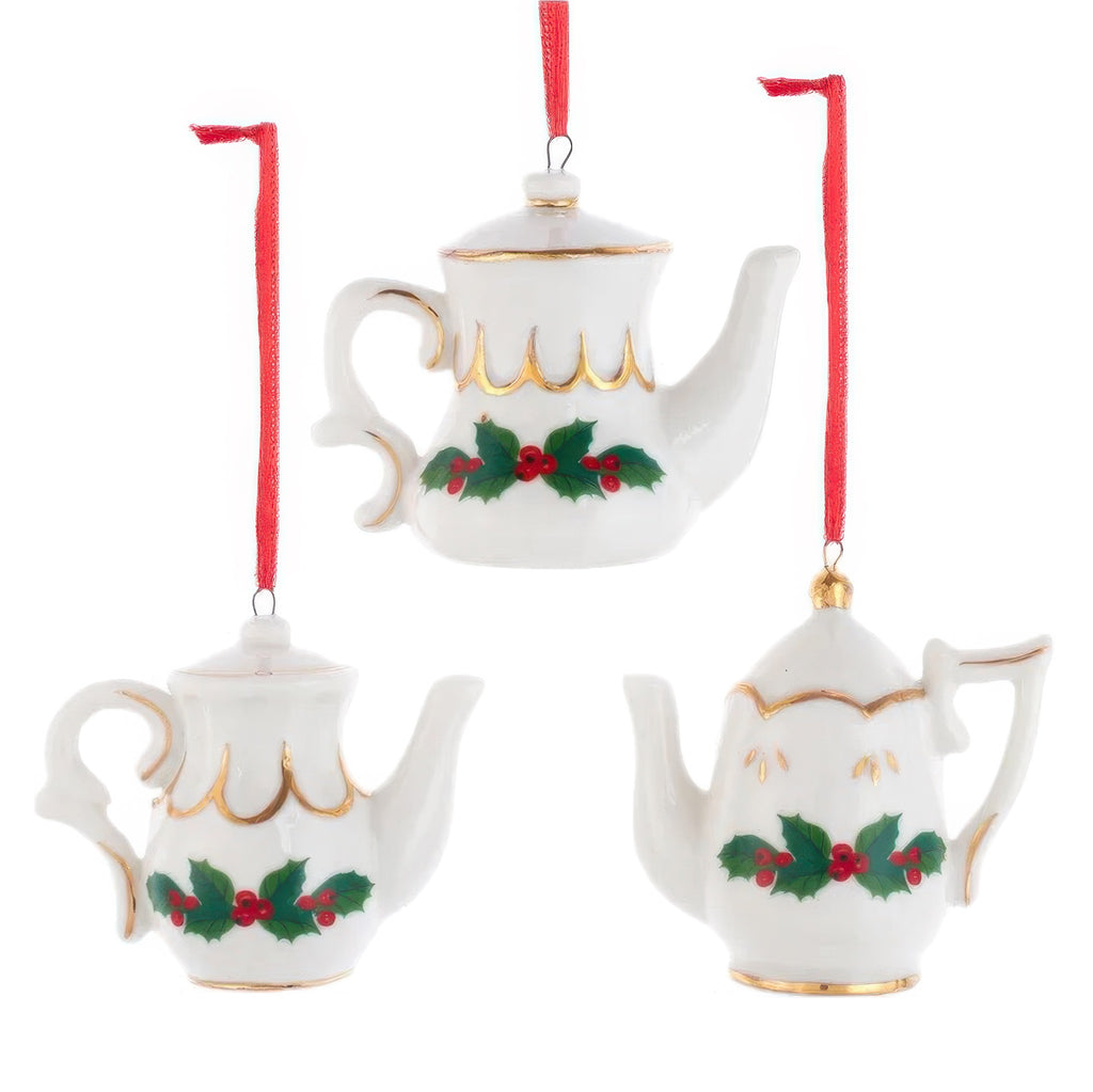 Holly Teapot Ornament.