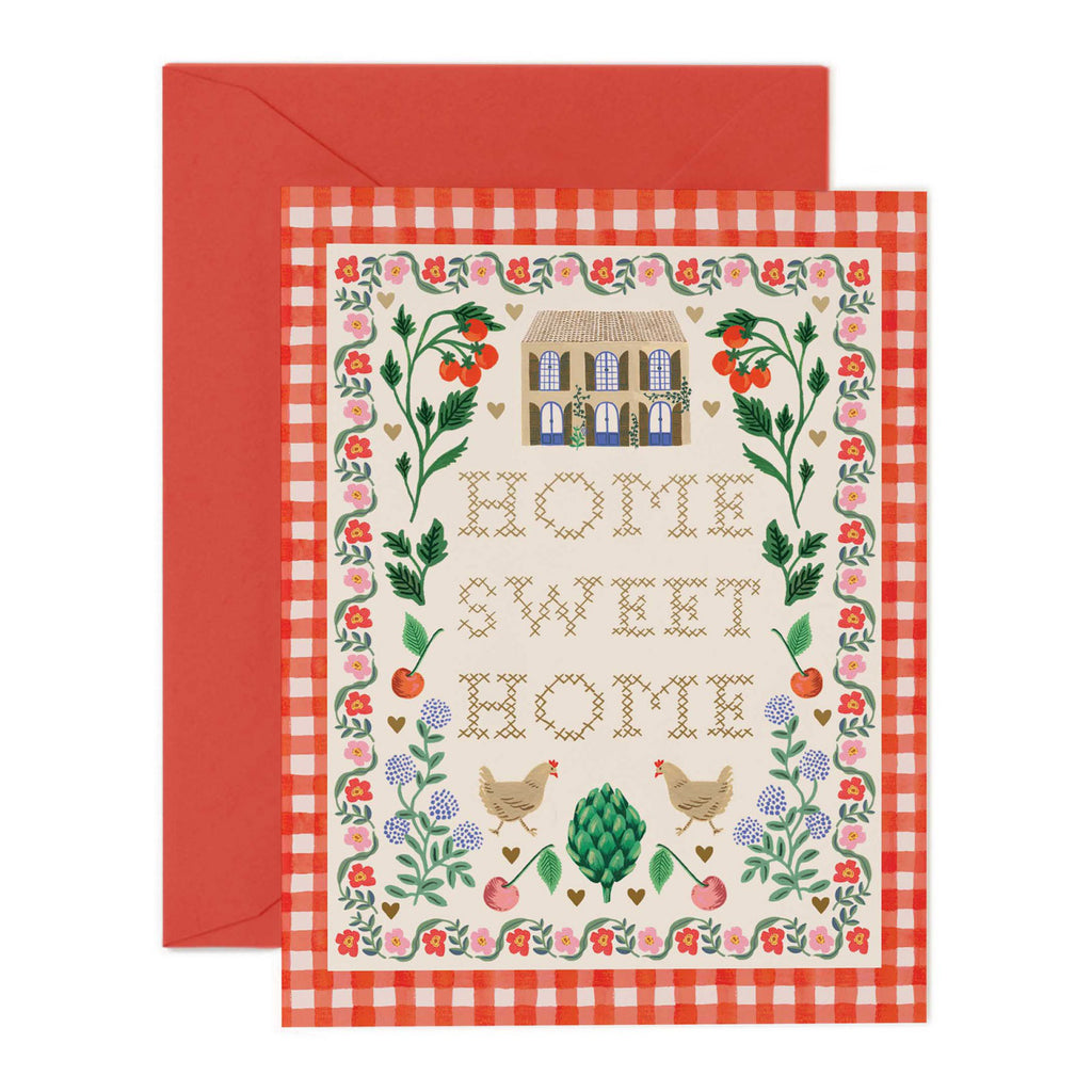 Home Sweet Home Red Gingham Border Card.