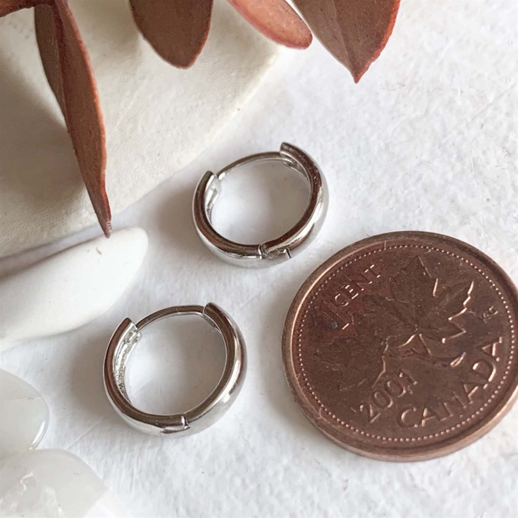 Hoop Earrings Silver 12mm  with penny.