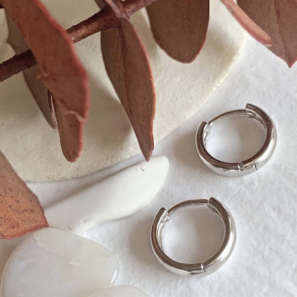Hoop Earrings Silver 12mm .