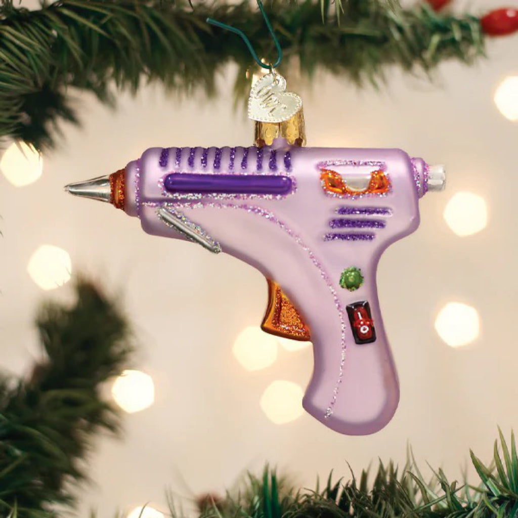 Hot Glue Gun Ornament in tree.