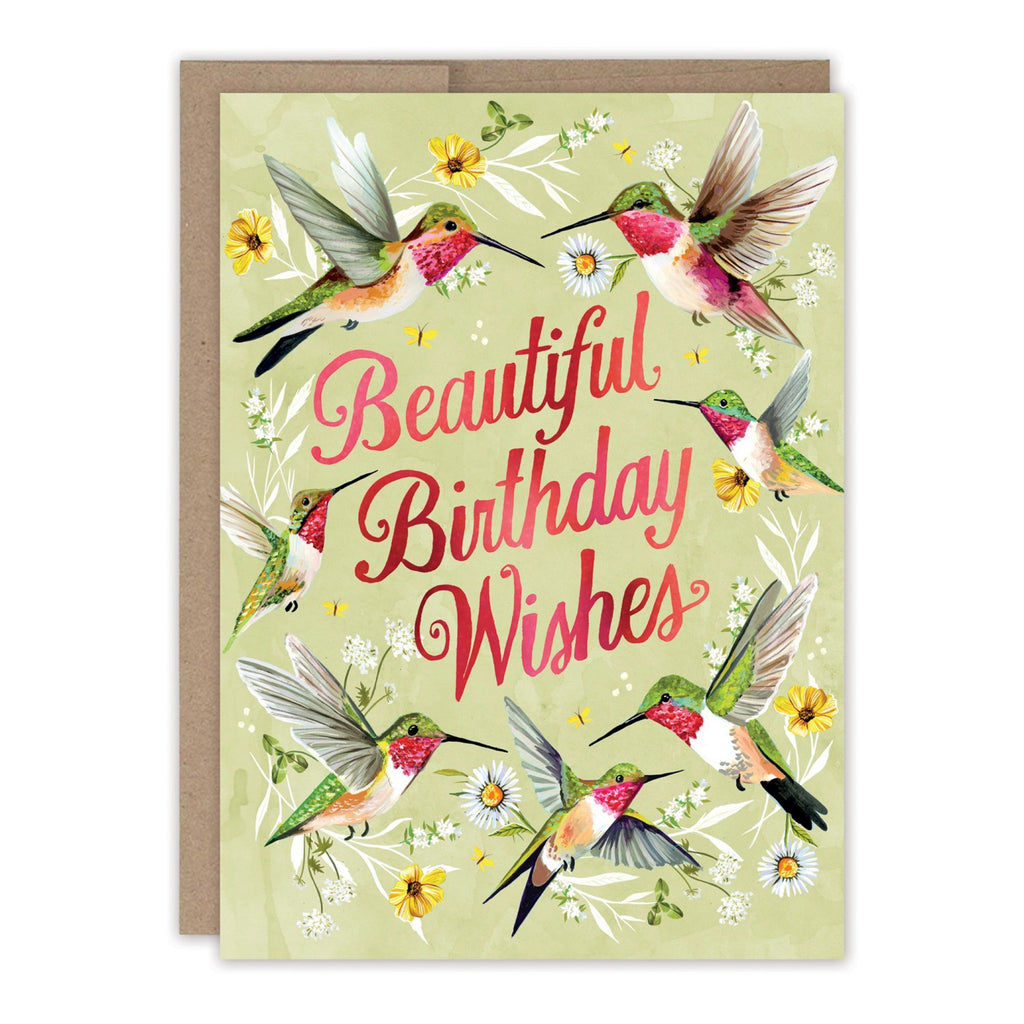 Hummingbirds Beautiful Wishes Birthday Card.