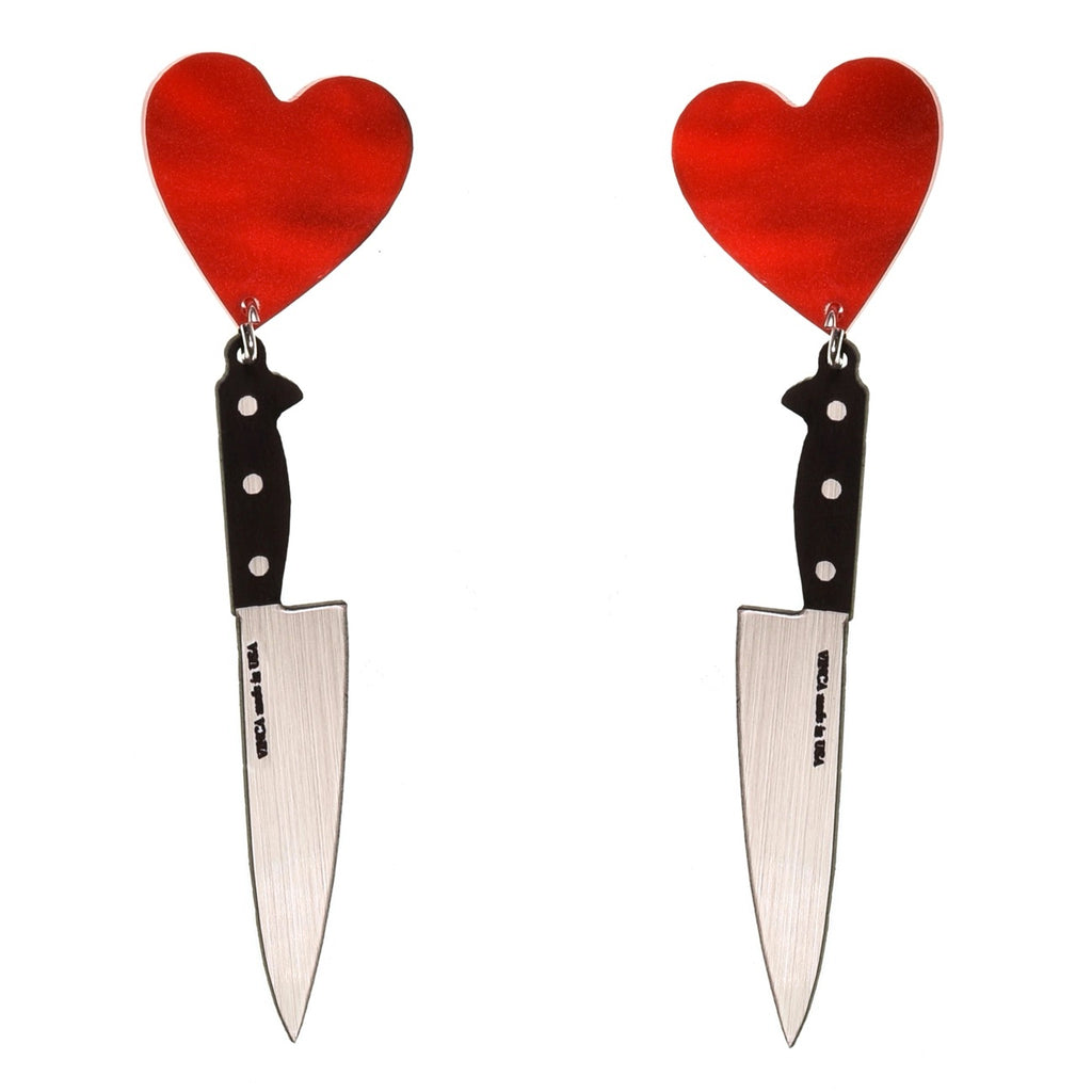 I Heart Knives Earrings Red.