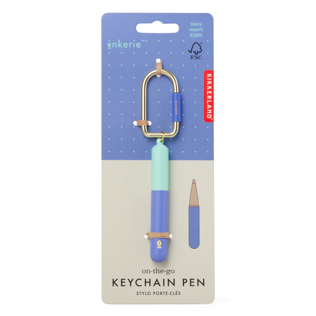 Inkerie On-The-Go Keychain Pen packaging - blue.
