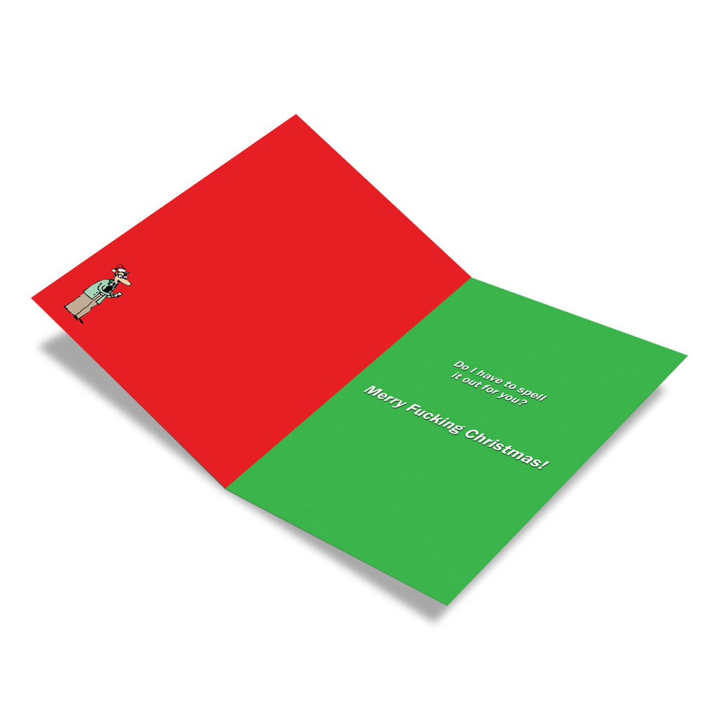 Inside of Buy A Vowel Christmas Card.