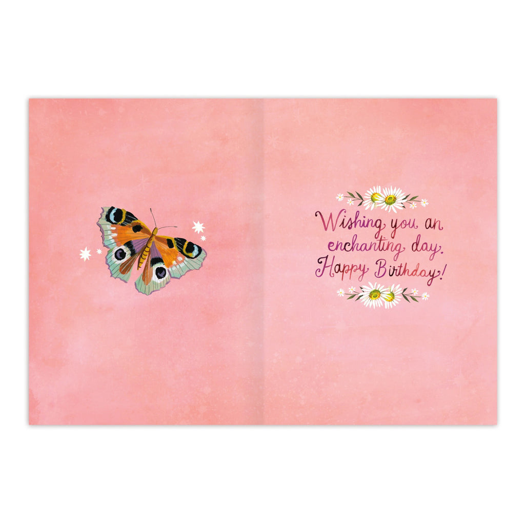 Inside of Enchanting Butterflies Birthday Card.