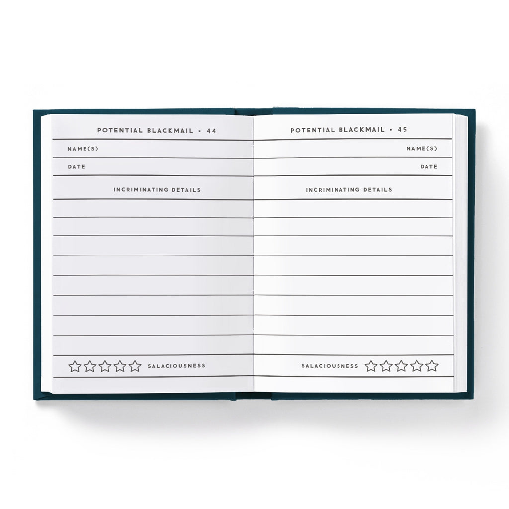 Inside of Future Blackmail Tiny Diary.