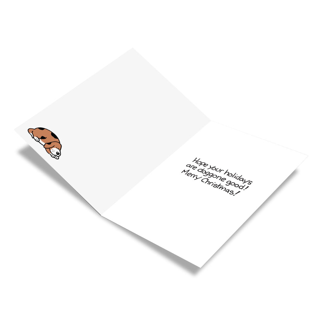 Inside of Hungry Santa Christmas Card.