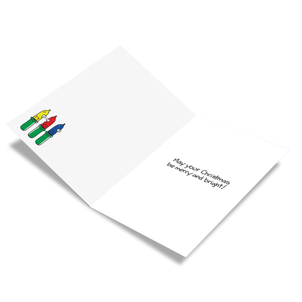 Inside of Lights Out Christmas Card.