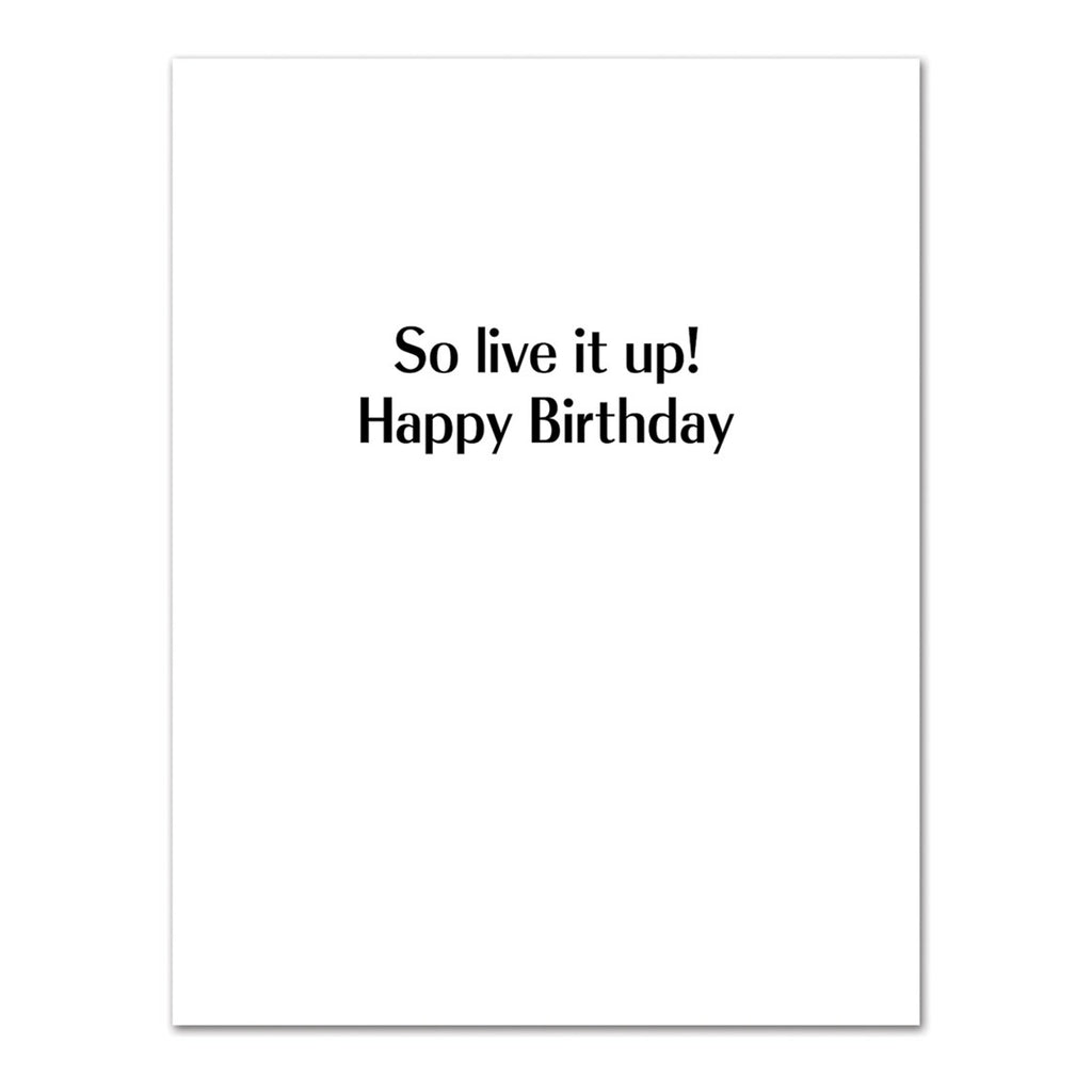 Inside of White Lotus Parker Posey Live It Up Birthday Card.