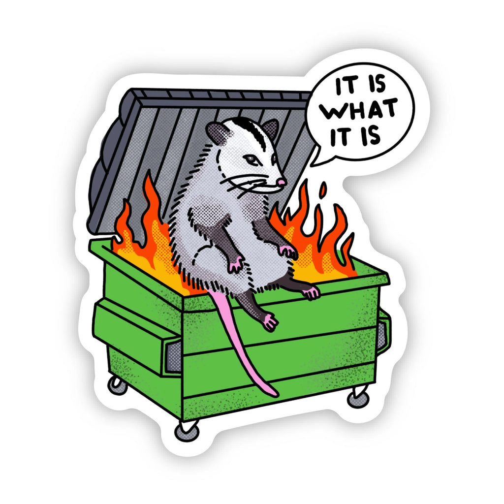 It Is What It Is Possum Dumpster Fire Sticker.