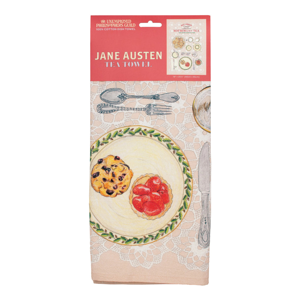 Jane Austen Tea Towel packaging.