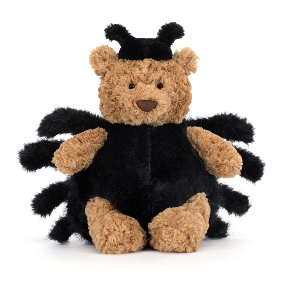 Jellycat Bartholomew Bear Spider front view.