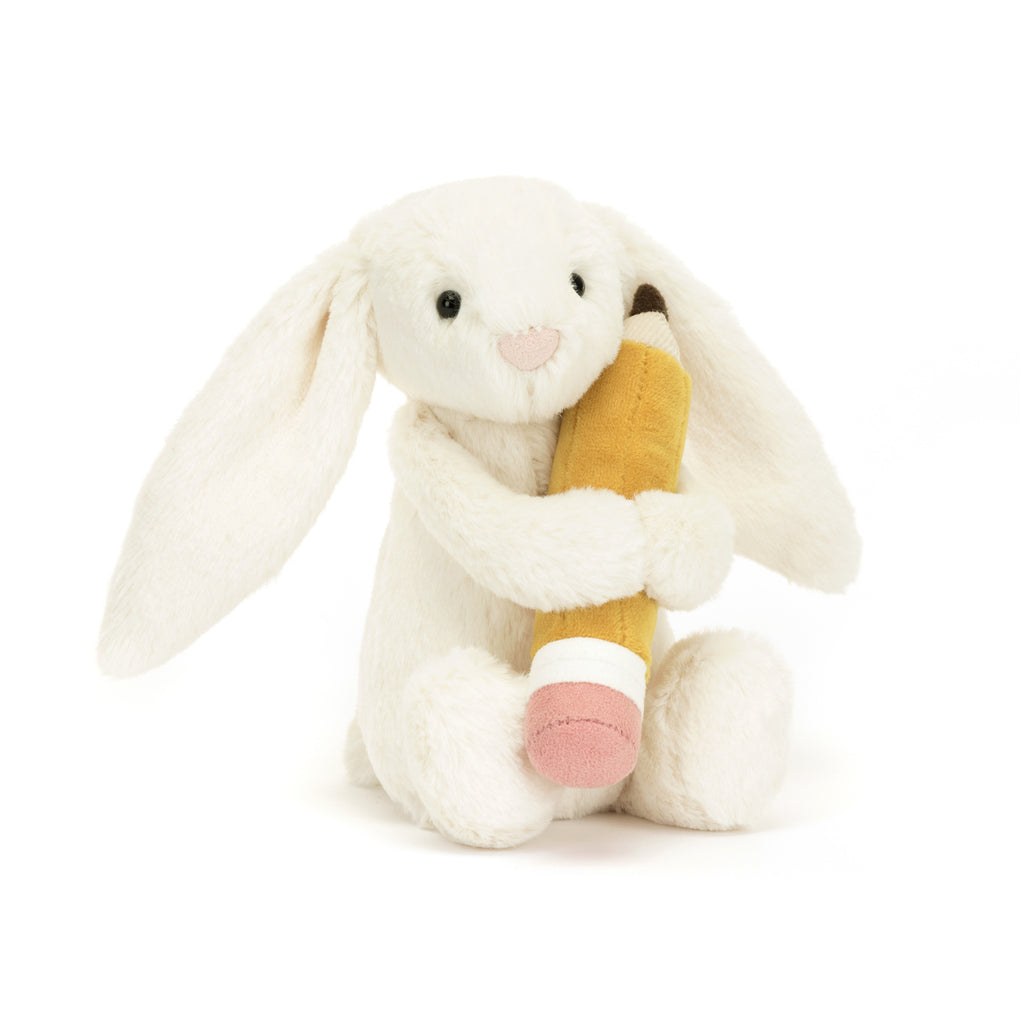 Jellycat Bashful Bunny with Pencil.