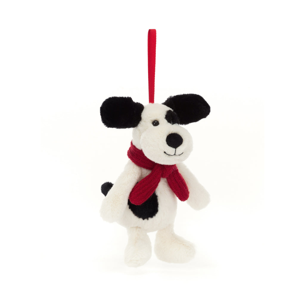 Jellycat Bashful Puppy Ornament standing.