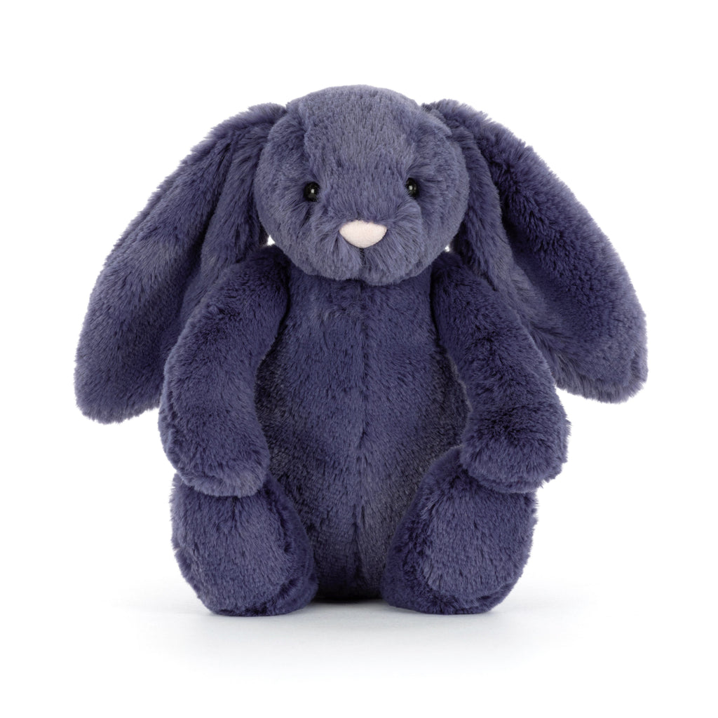 Jellycat Bashful Saffyre Bunny front view.
