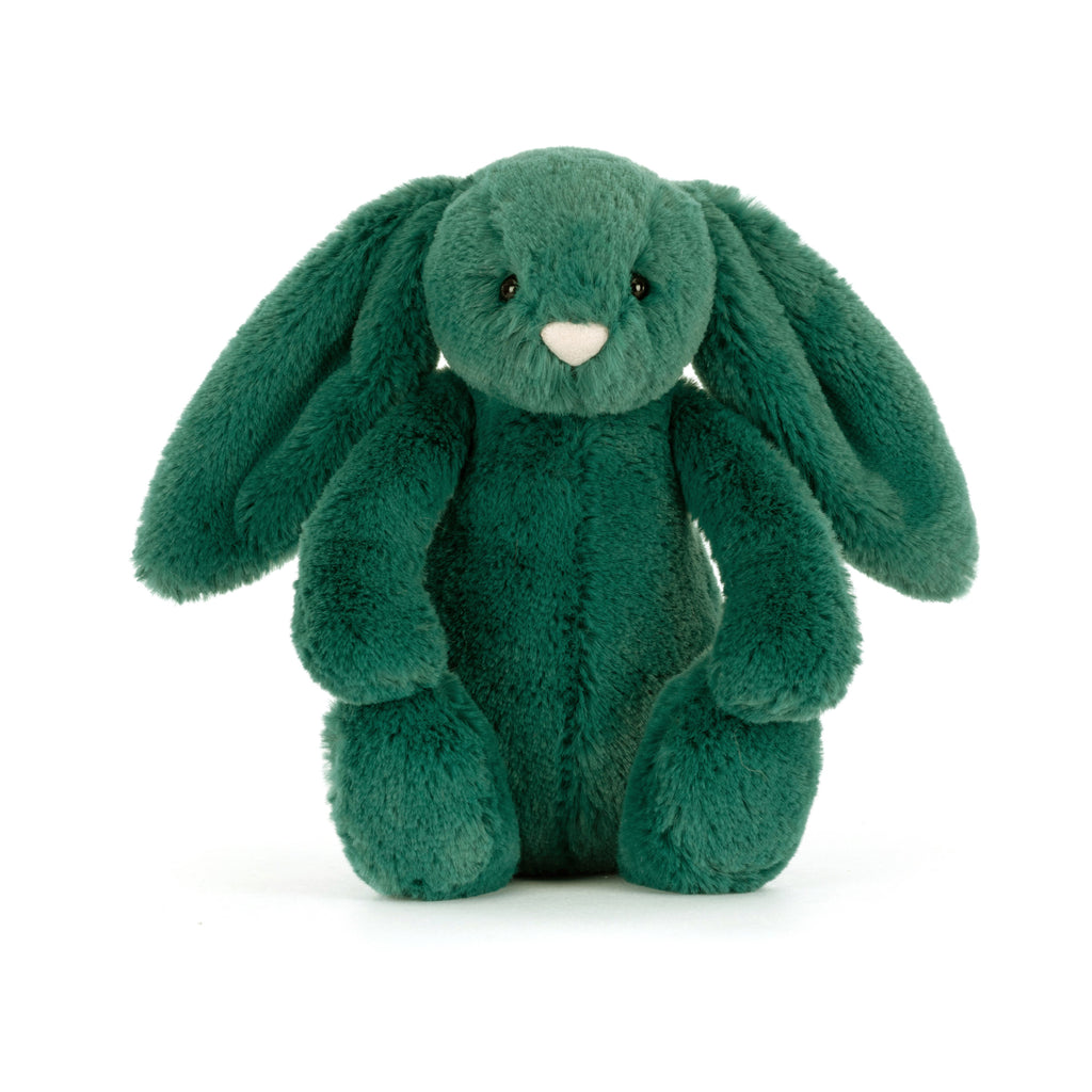 Jellycat Bashful Teal Bunny front view.