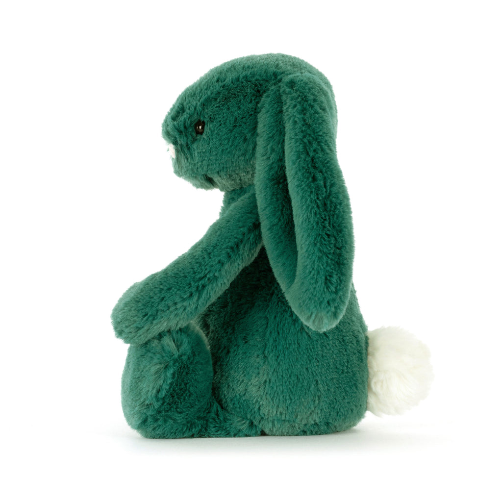 Jellycat Bashful Teal Bunny side view.