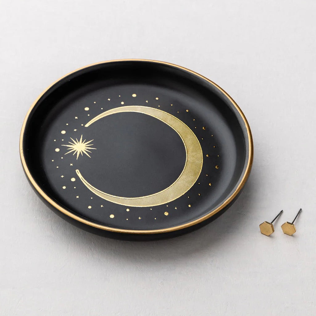 Jewelry Dish & Stud Earring Set Crescent Moon.