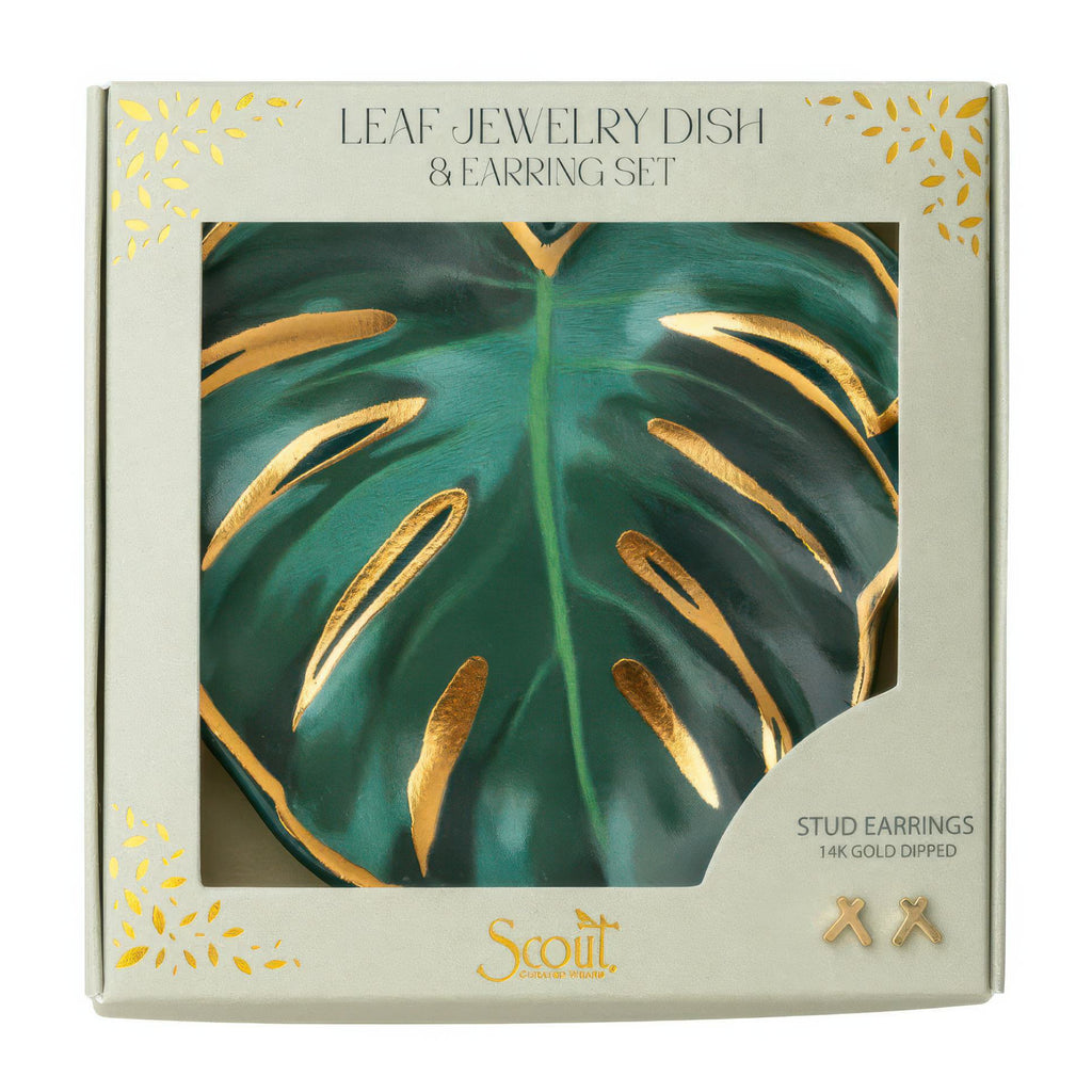 Jewelry Dish & Stud Earring Set Leaf packaging.