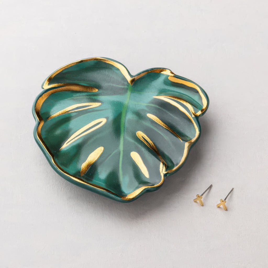 Jewelry Dish & Stud Earring Set Leaf.