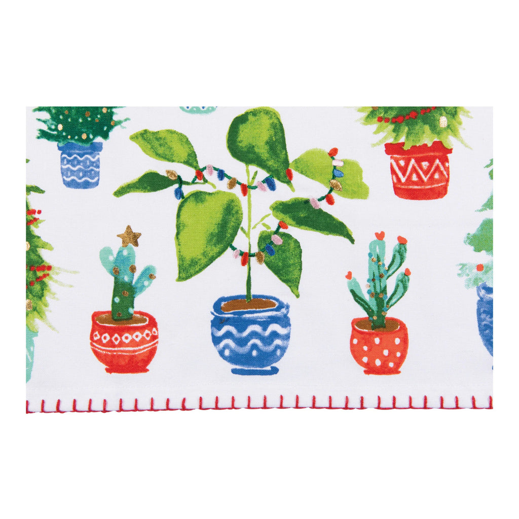 Jingle Plants Christmas Dishtowel detail.