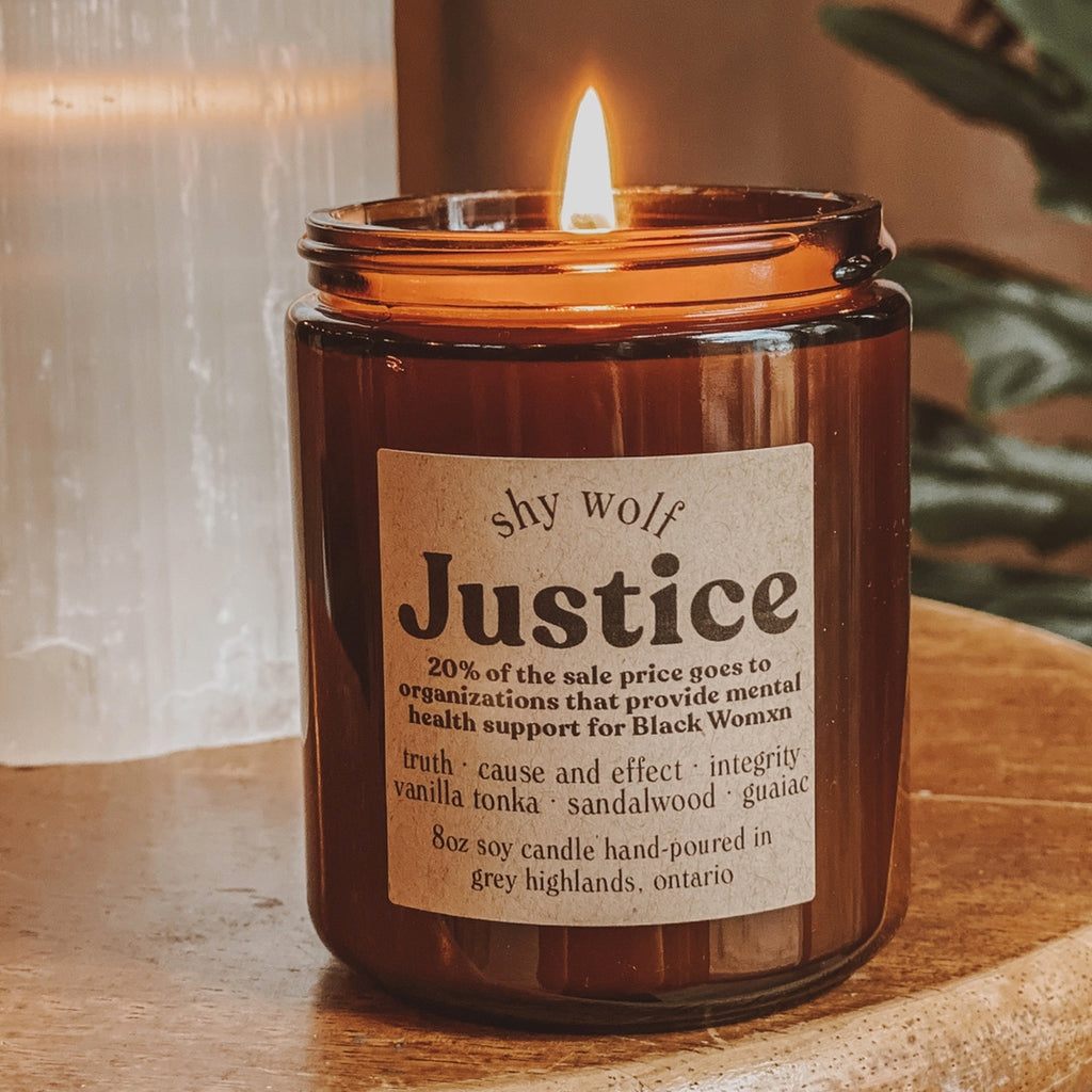 Justice Tarot Soy Wax Candle.