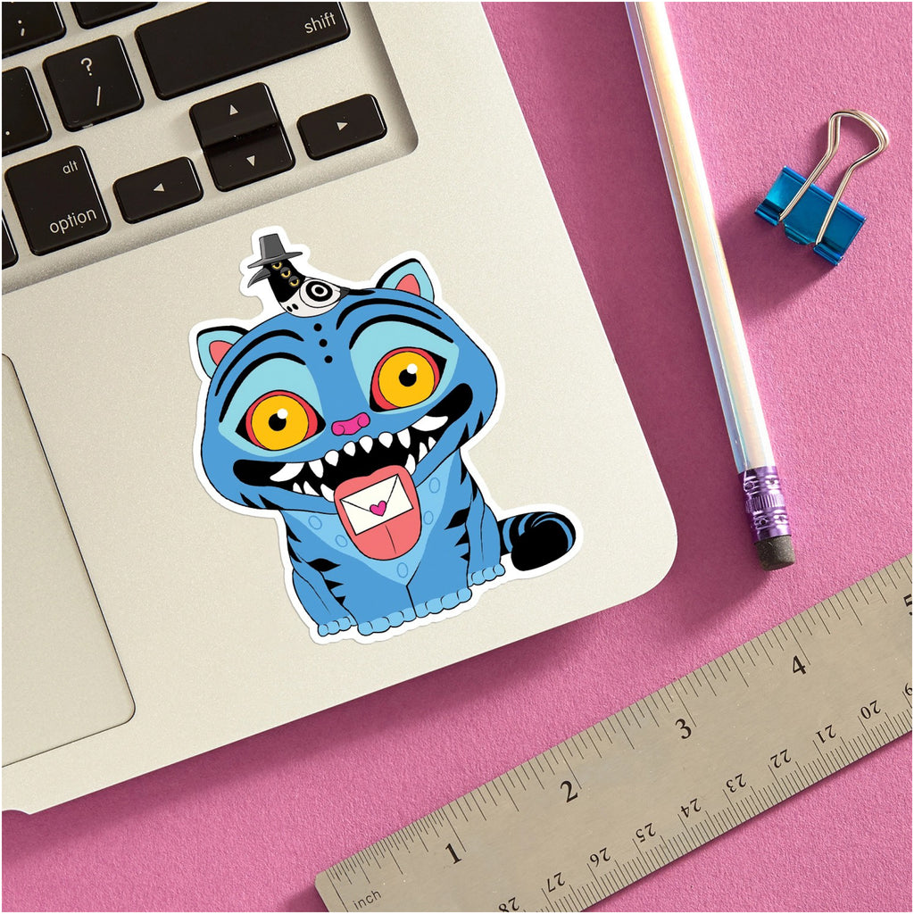 K-Pop Tiger Die Cut Sticker on computer.