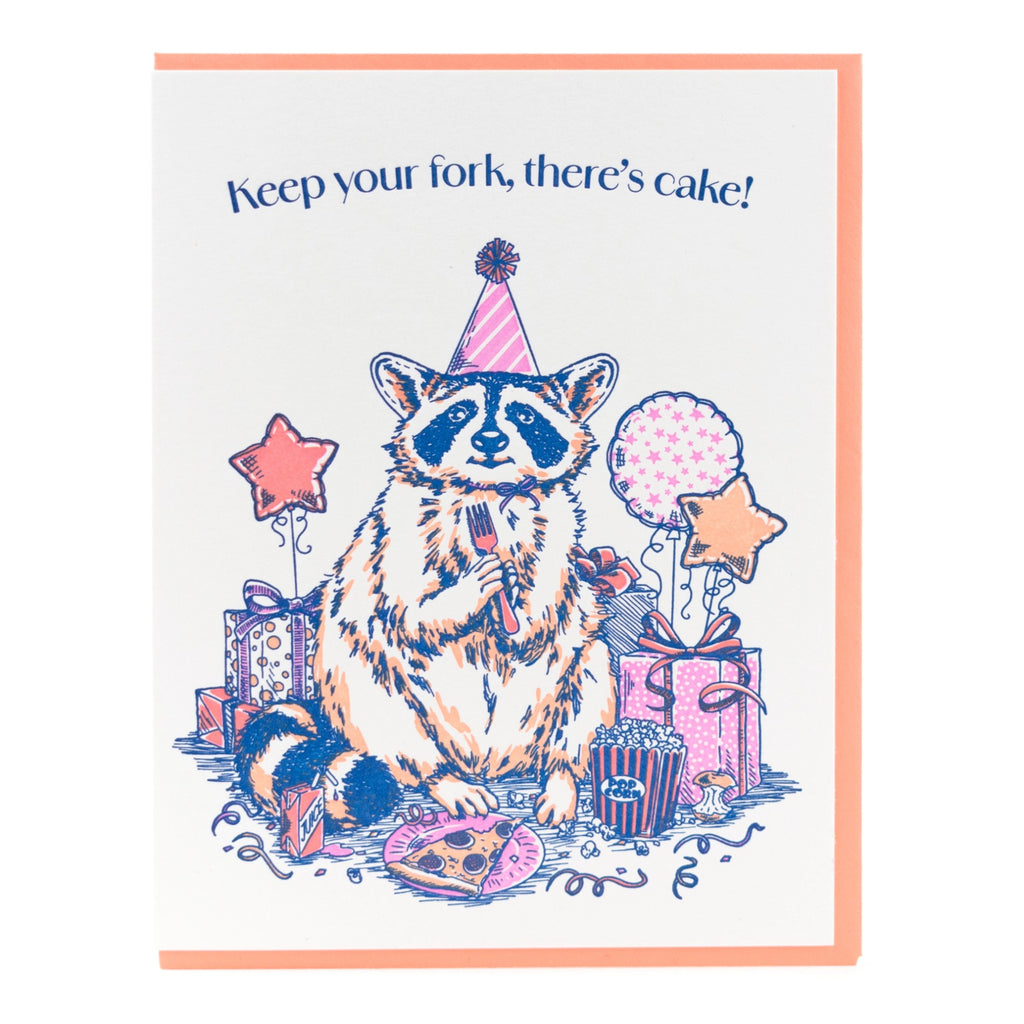 Keep Your Fork Raccoon Birthday Card.