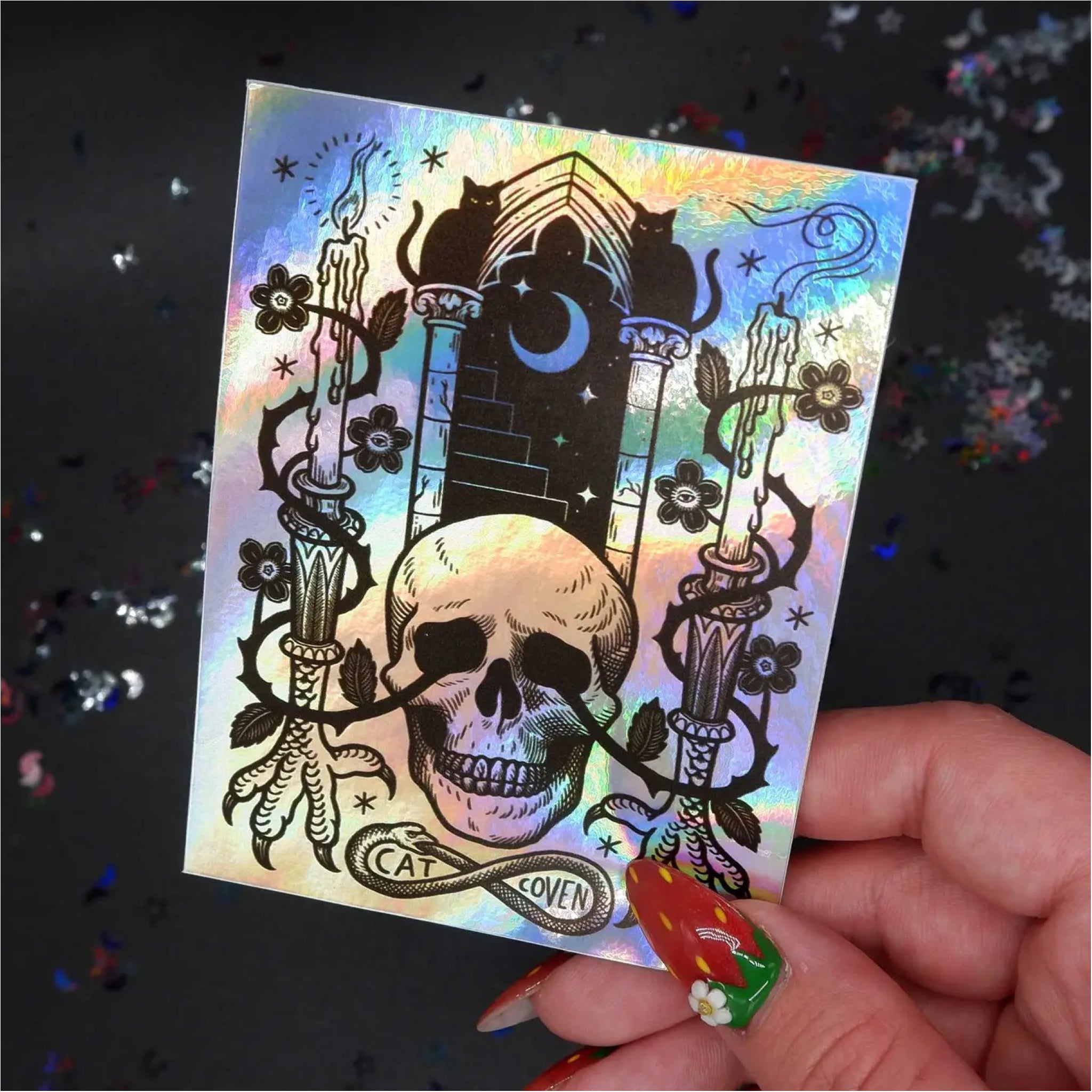 Keepers of the Gate Holographic Sticker | Cat Coven – Outer Layer