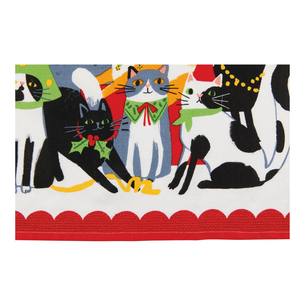 Kitty Carol Christmas Dishtowel detail.