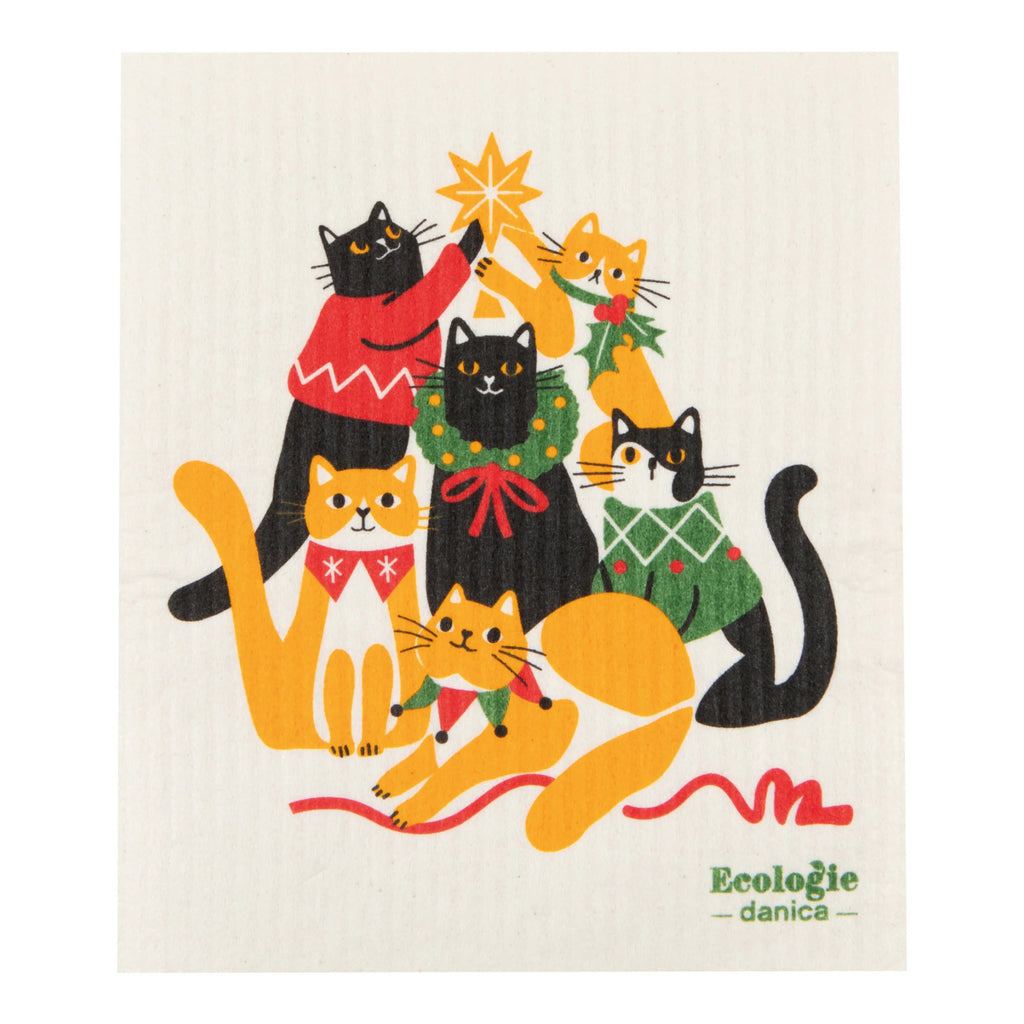 Kitty Carol Chritmas Swedish Dishcloth.