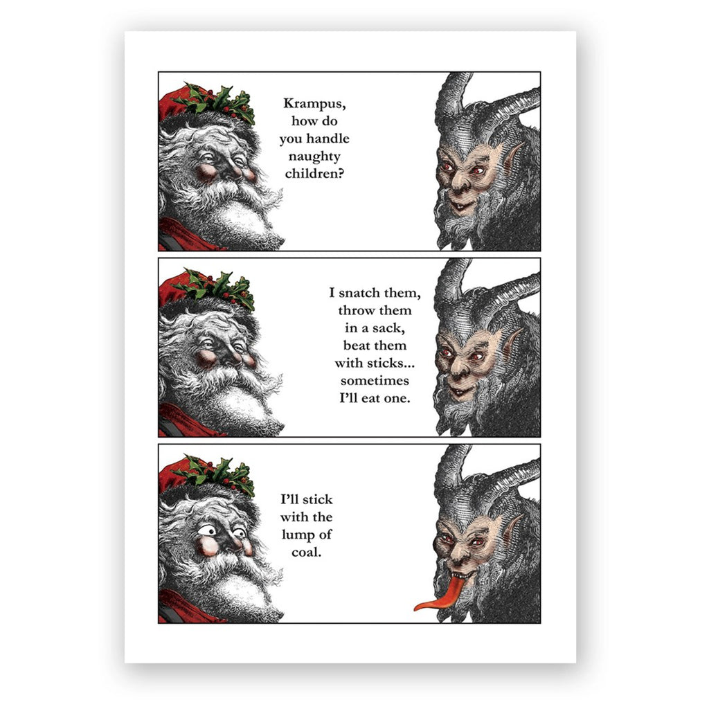 Krampus And Santa Christmas Card.