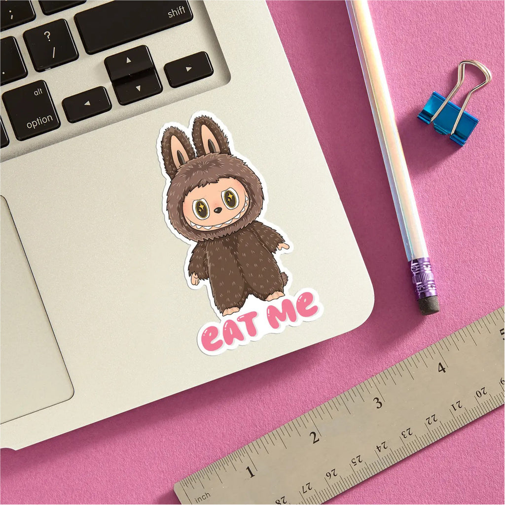 Labubu Eat Me Sticker on computer.