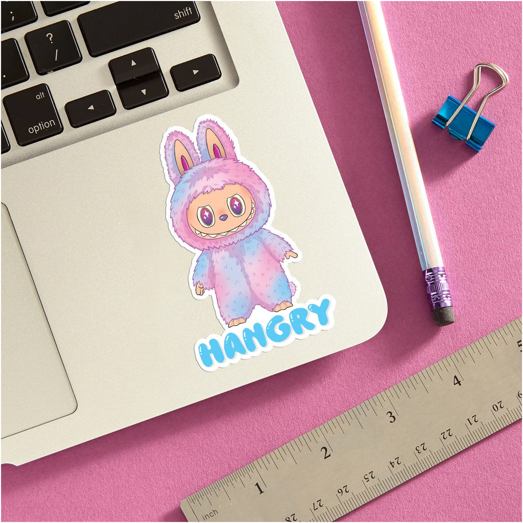 Labubu Hangry Sticker on computer.