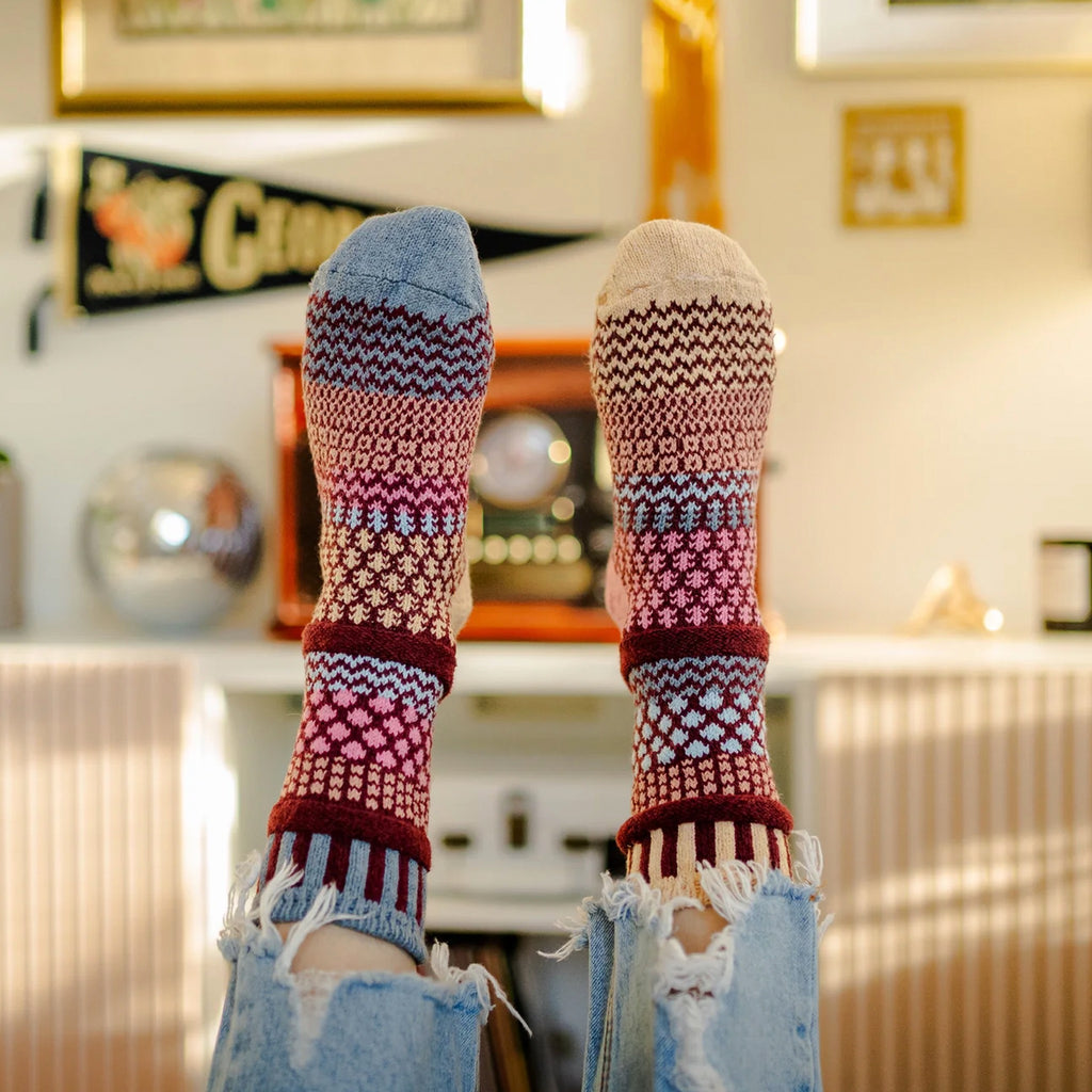 Larkspur Mismatched Crew Socks - holding up.