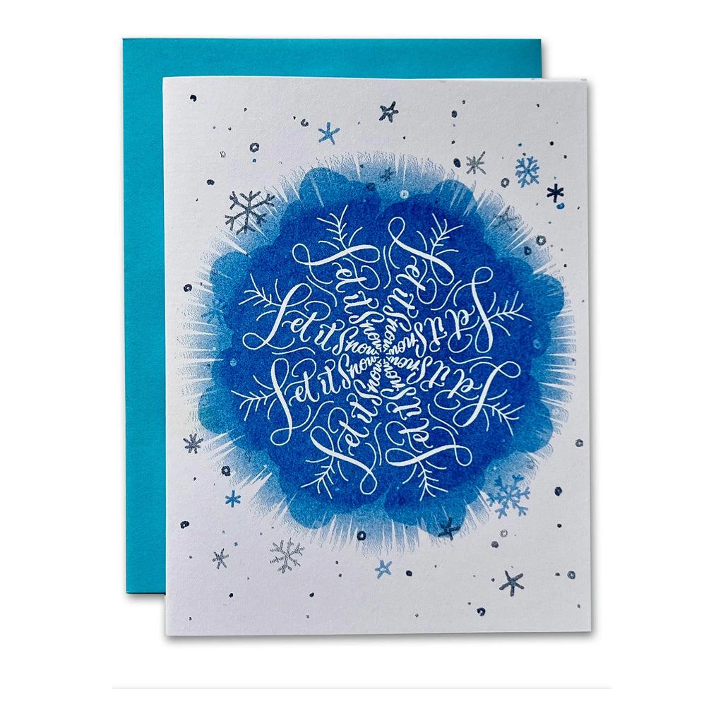 Let It Snow Snowflake Holiday Card.